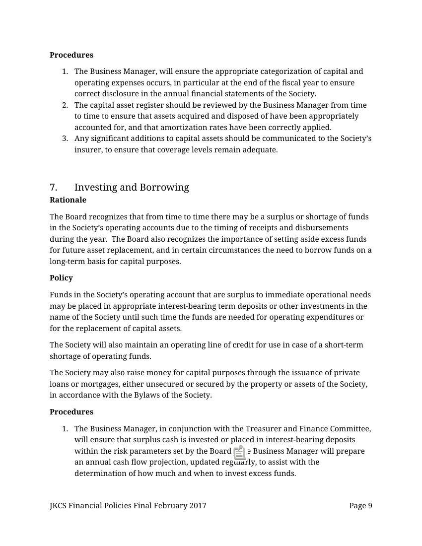 JKCS Finance Policies Final Feb 2017
